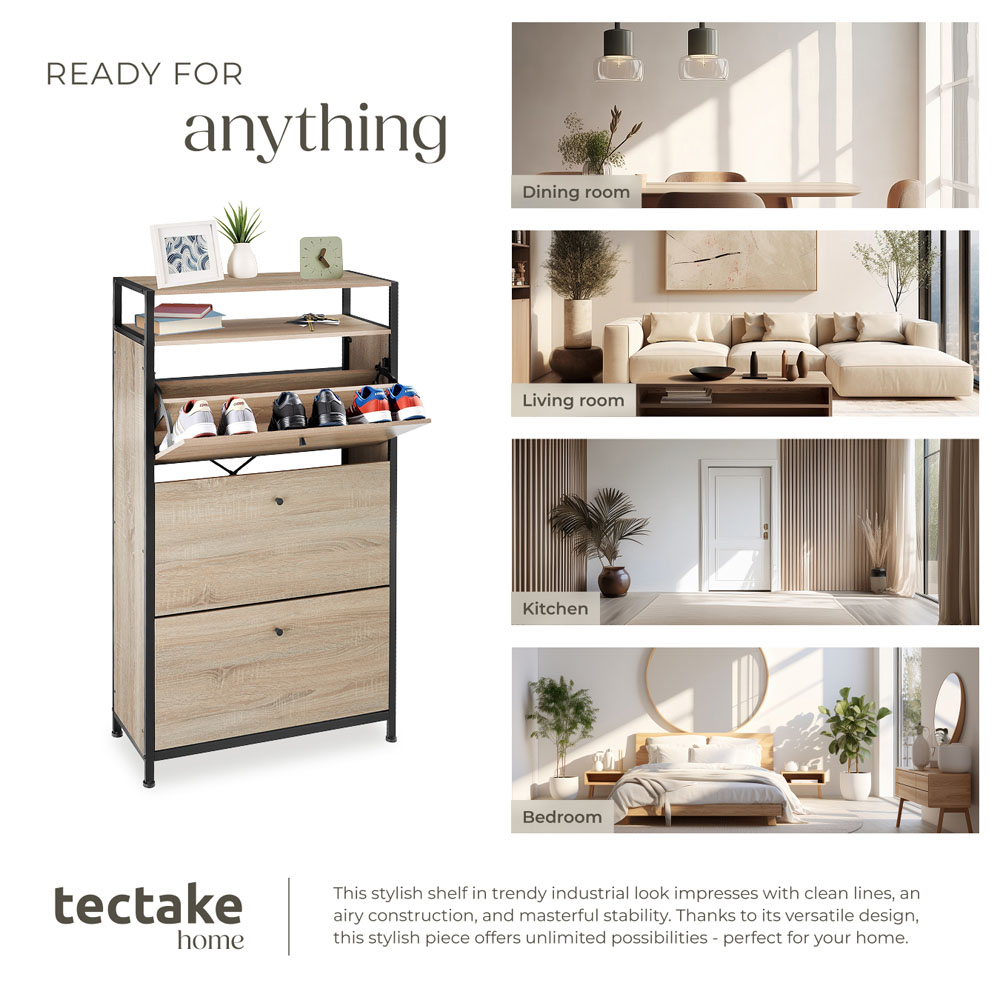 Tectake Single Shelf 3 Tilt Drawer Oak Wood Light Slim Storage Rack 32 x 61cm Image 7