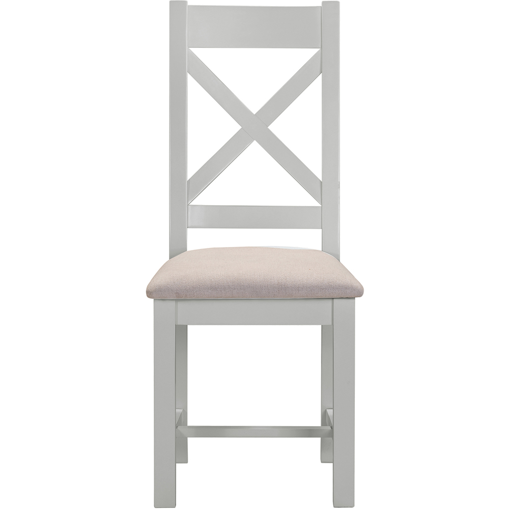 Seconique Windsor Sey of 2 Pebble Grey and Oat Fabric Cross Back Dining Chair Image 3