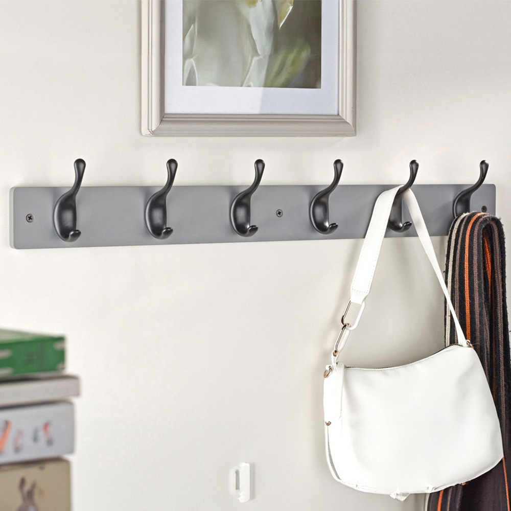 Headbourne Grey and Black 6 Hook Coat Rail Image 2