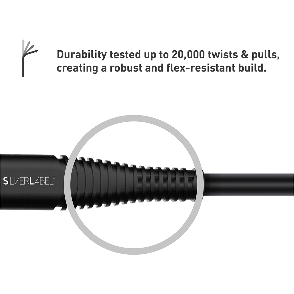SilverLabel Black USB-C to Lightning Cable 1m Image 5