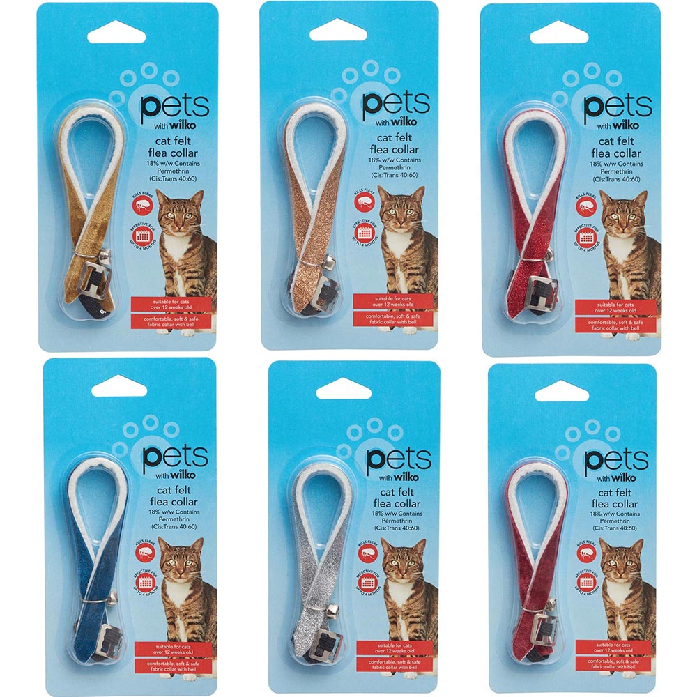 Single Wilko Glitter Felt Cat Flea Collar in Assorted styles Image 1