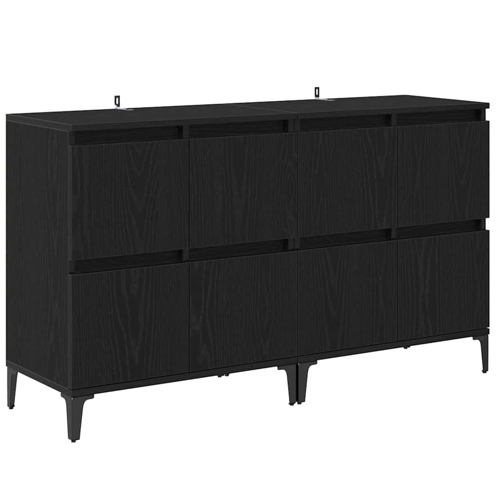 vidaXL 4 Door Black Oak Sideboard Set of 2 Image 5