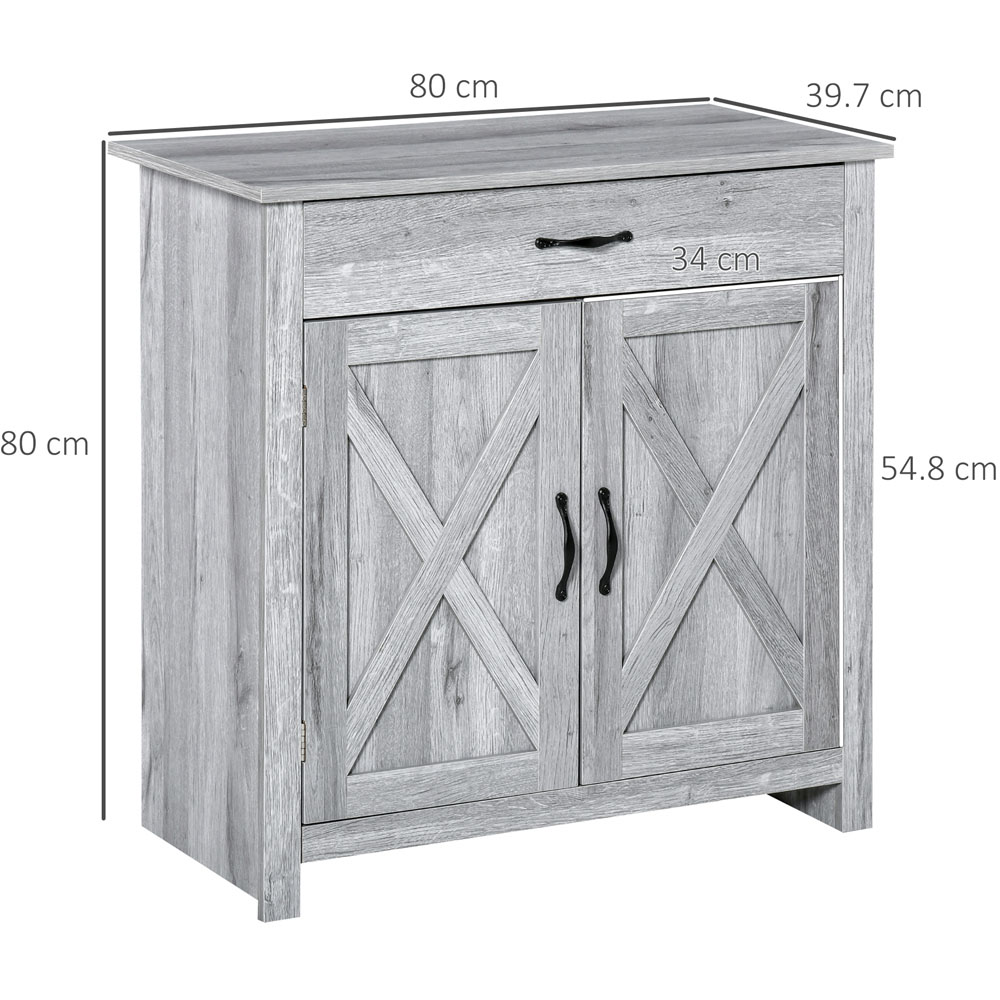 Portland 2 Door Single Drawer Door Grey Grain Sideboard Image 7