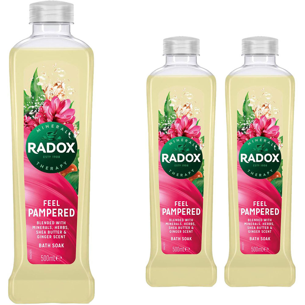 Radox Mineral Therapy Feel Pampered Blended with Minerals Bath Soak 500ml 3 Pack Image 1