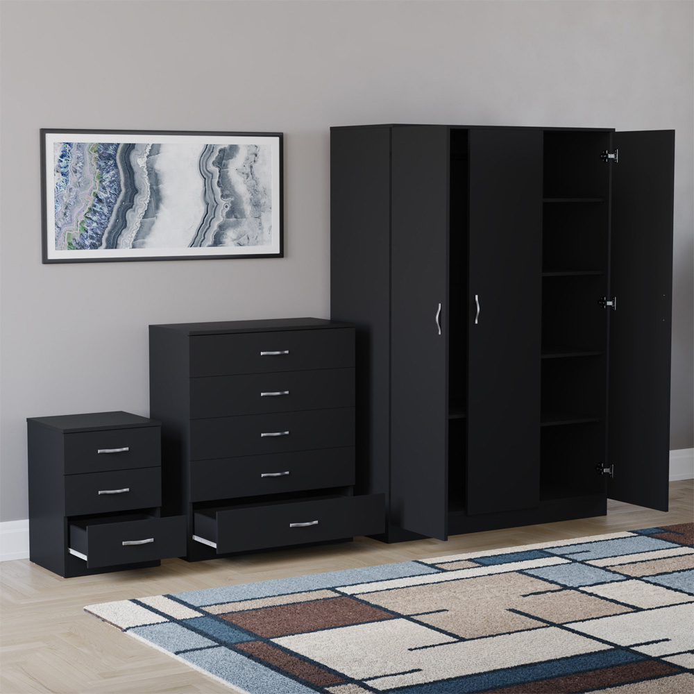 VIDA DESIGNS Riano Black 3 Piece Bedroom Furniture Set Image 4