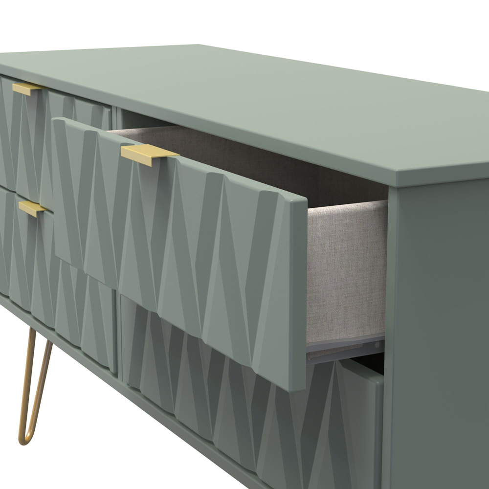 Crowndale Diamond 4 Drawer Reed Green Chest of Drawers Image 6