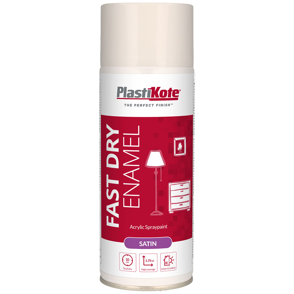 PlastiKote White Fast Dry Enamel Acrylic Satin Spray Paint Image 1