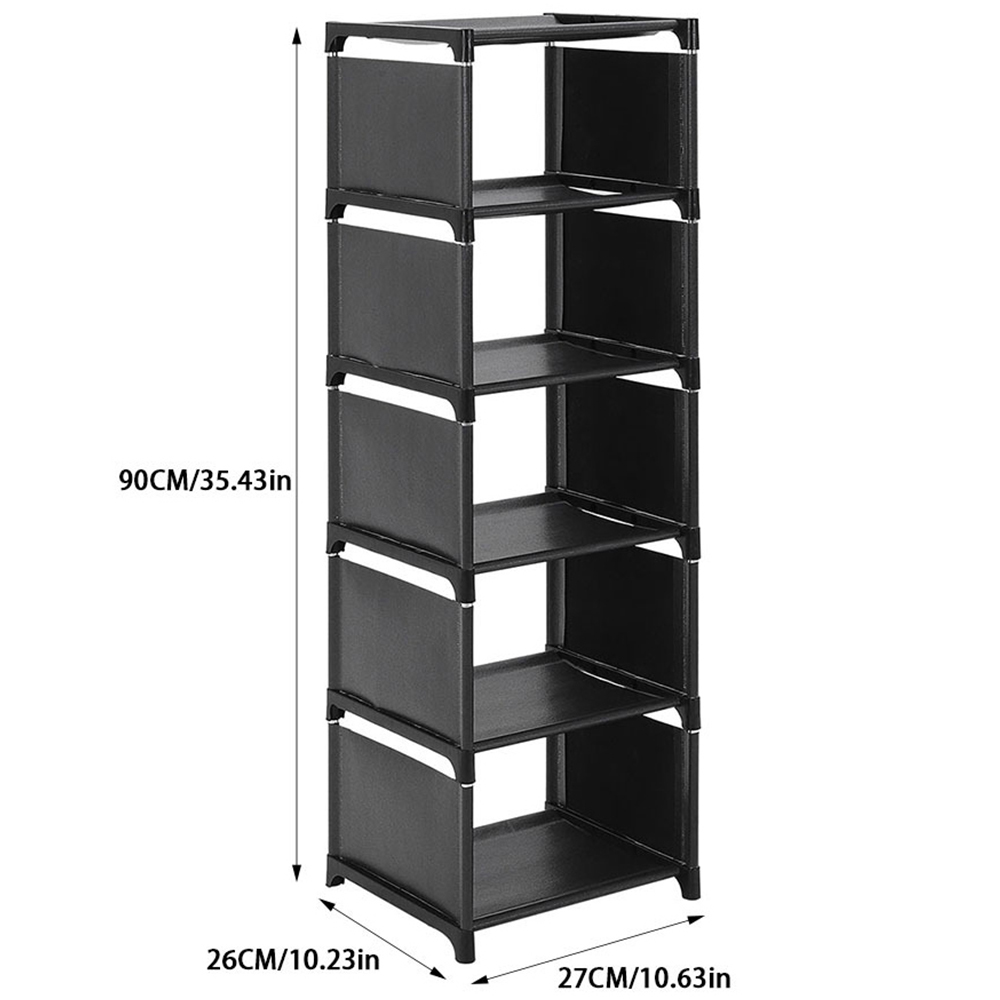 H&O Direct 6 Tier Black Shoe Storage Rack with Adjustable Shelf Image 5