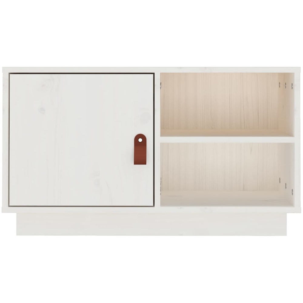 vidaXL Single Door 2 Shelf White Solid Pine Wood TV Cabinet Image 4