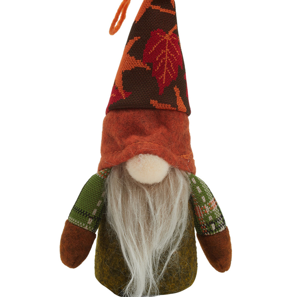 Living and Home Orange Handmade Harvest Maple Gnome LED Ornament 17cm Image 6