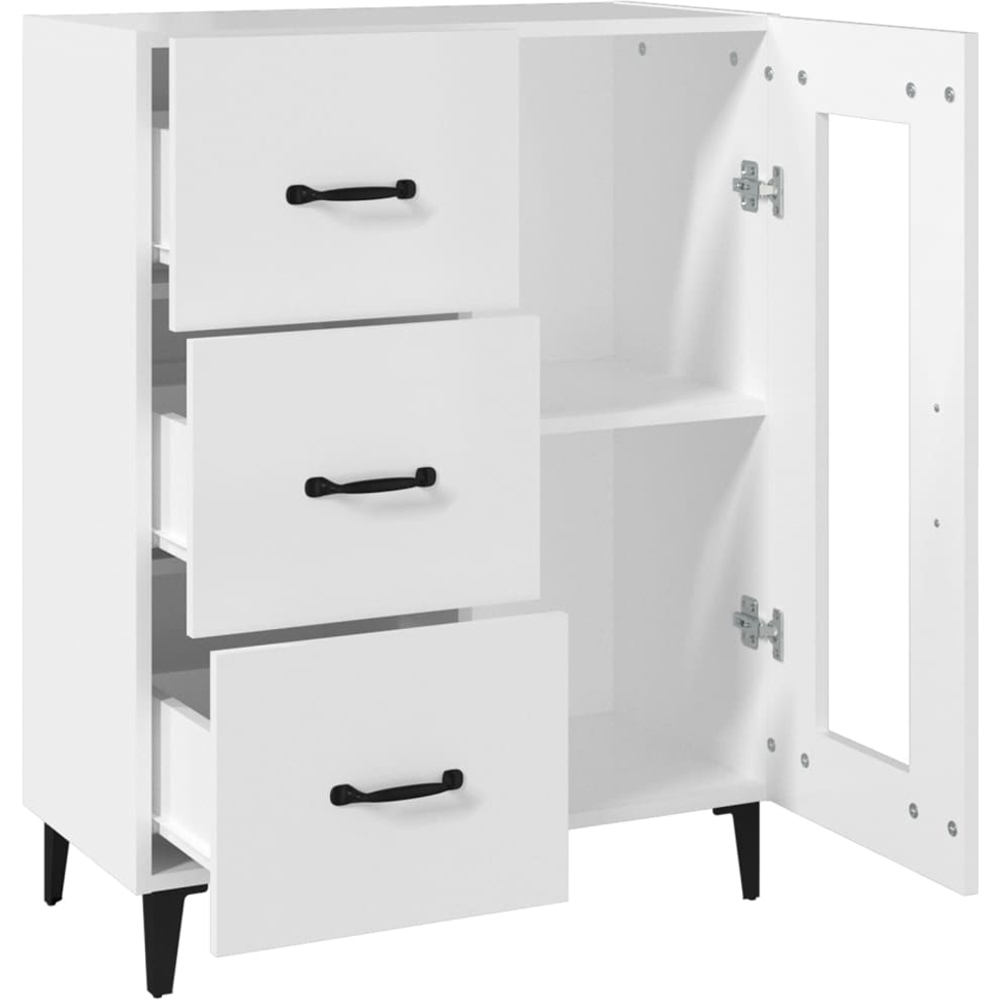 vidaXL Single Glass Door 3 Drawer White Sideboard Image 6