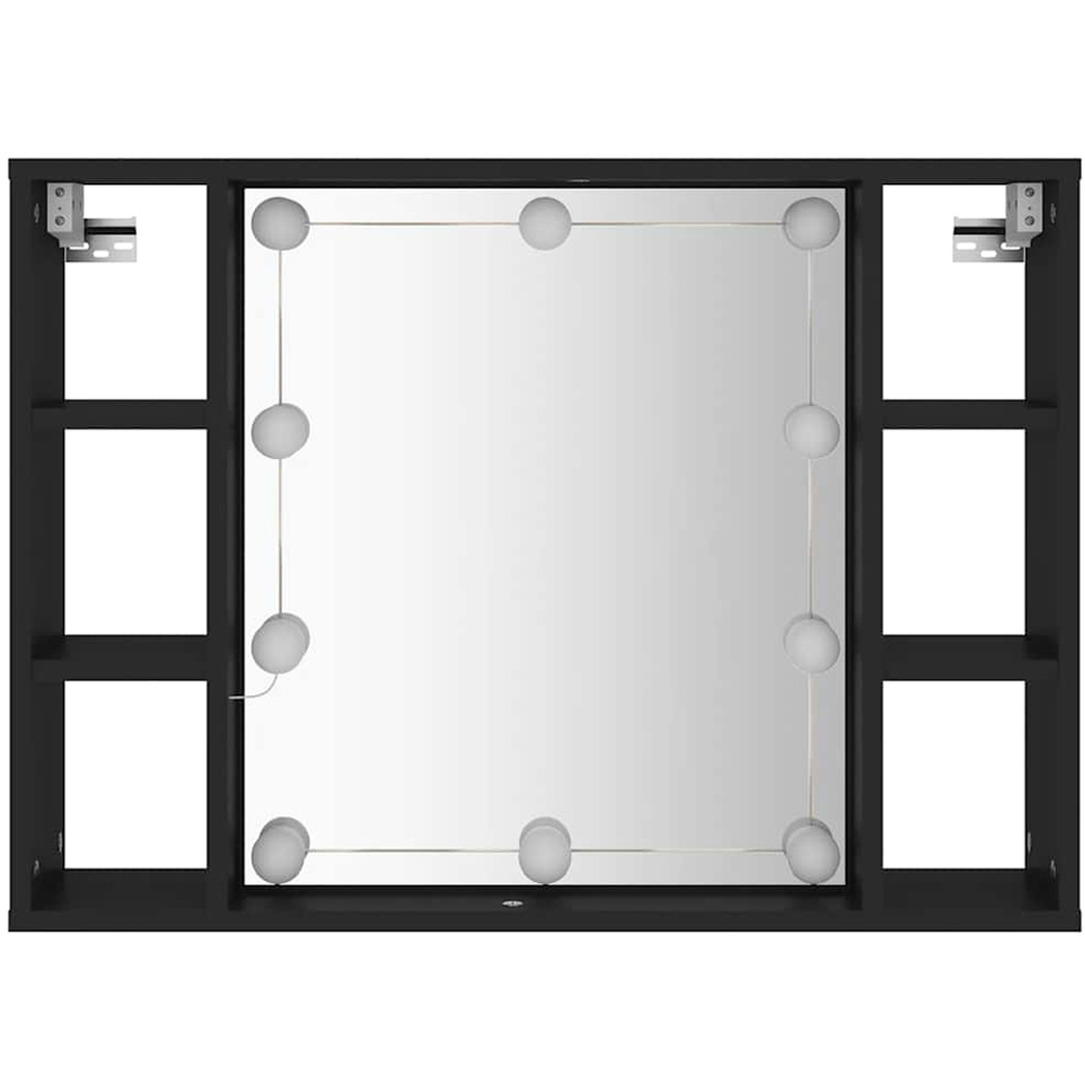 vidaXL 6 Shelf Black LED Mirror Cabinet Image 5