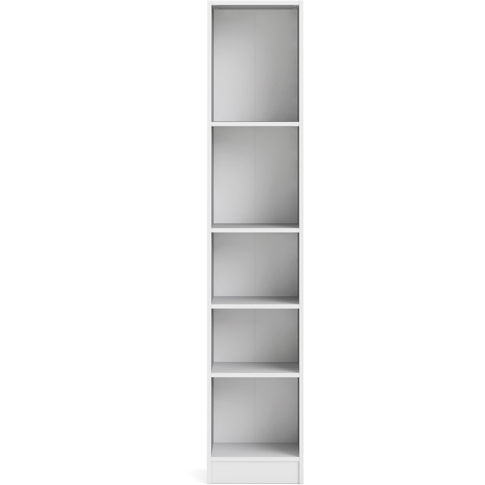 Florence Basic 4 Shelf White Narrow Tall Bookcase Image 4