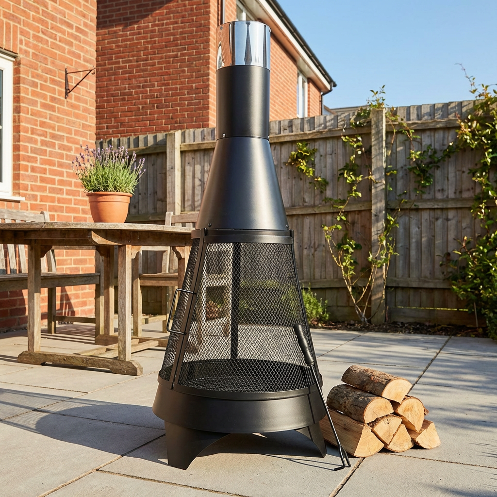 Contemporary 360 Mesh Chimenea - Black Image 6