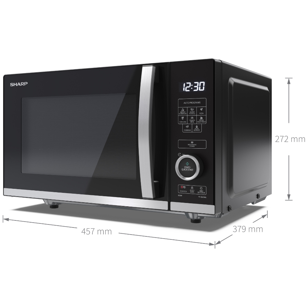 Sharp YC-QS204AU-B 20L Solo Jog Dial Flatbed Microwave 800W Image 7