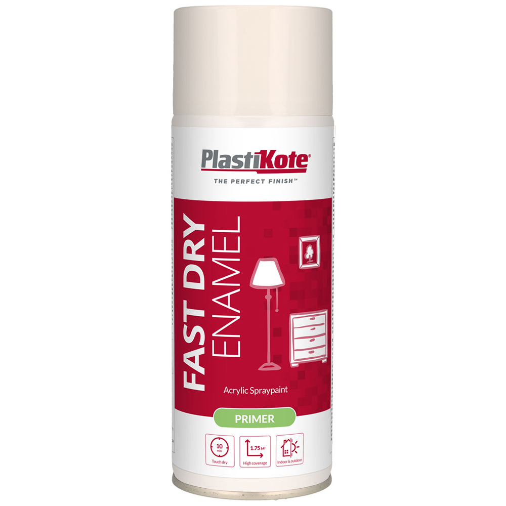 PlastiKote White Fast Dry Enamel Acrylic Primer Spray Paint Image 1