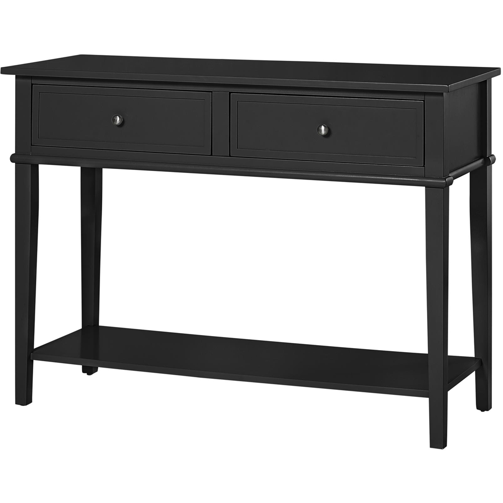Dorel Franklin 2 Drawer Single Open Shelf Black Console Table Image 2