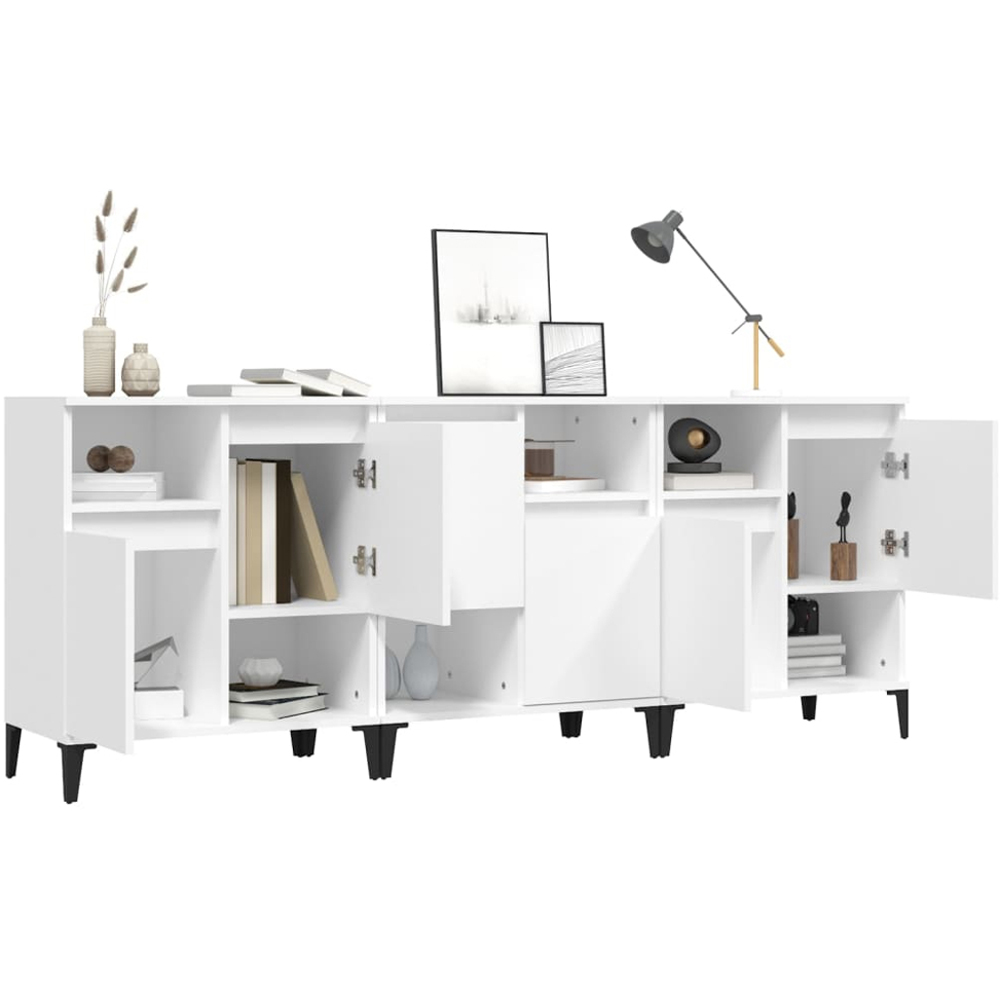 vidaXL 2 Door 2 Shelf White Sideboard Set of 3 Image 3