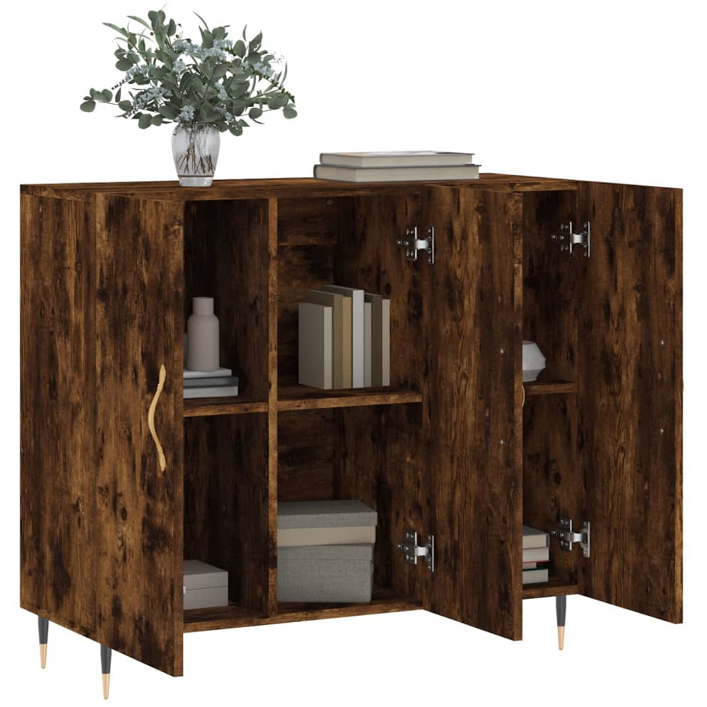 vidaXL 3 Door Smoked Oak Sideboard Image 4