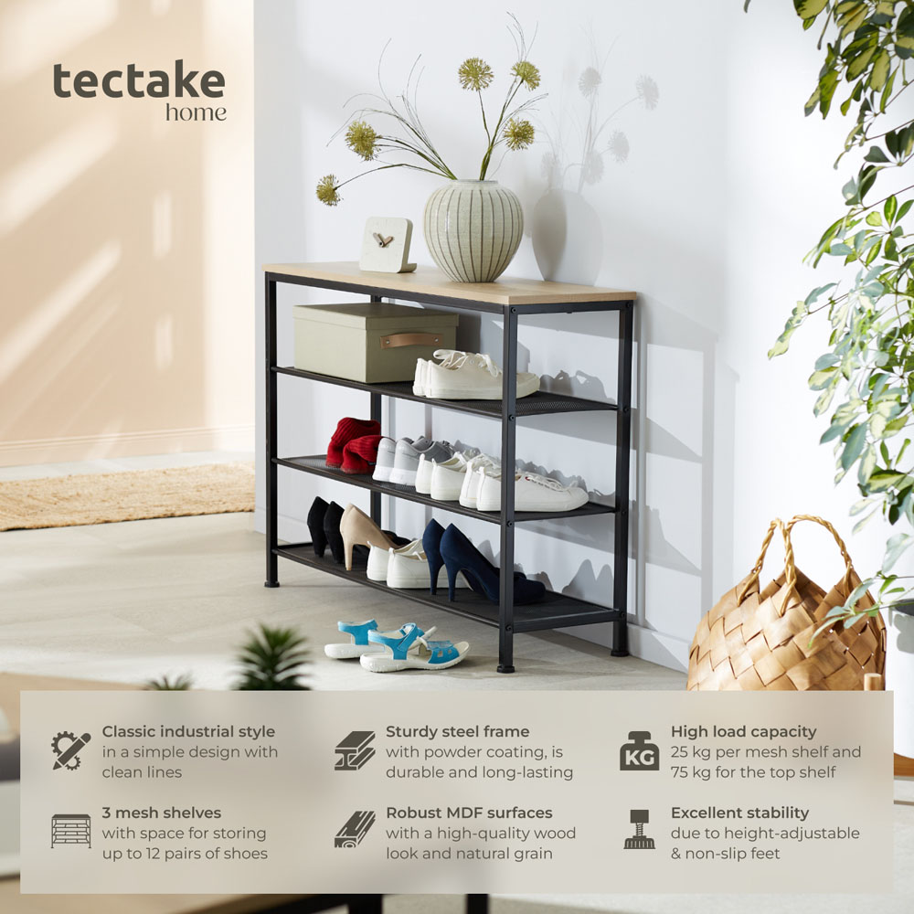tectake Portsmouth 3 Grid Shelf Oak Sonoma Shoe Rack Image 6