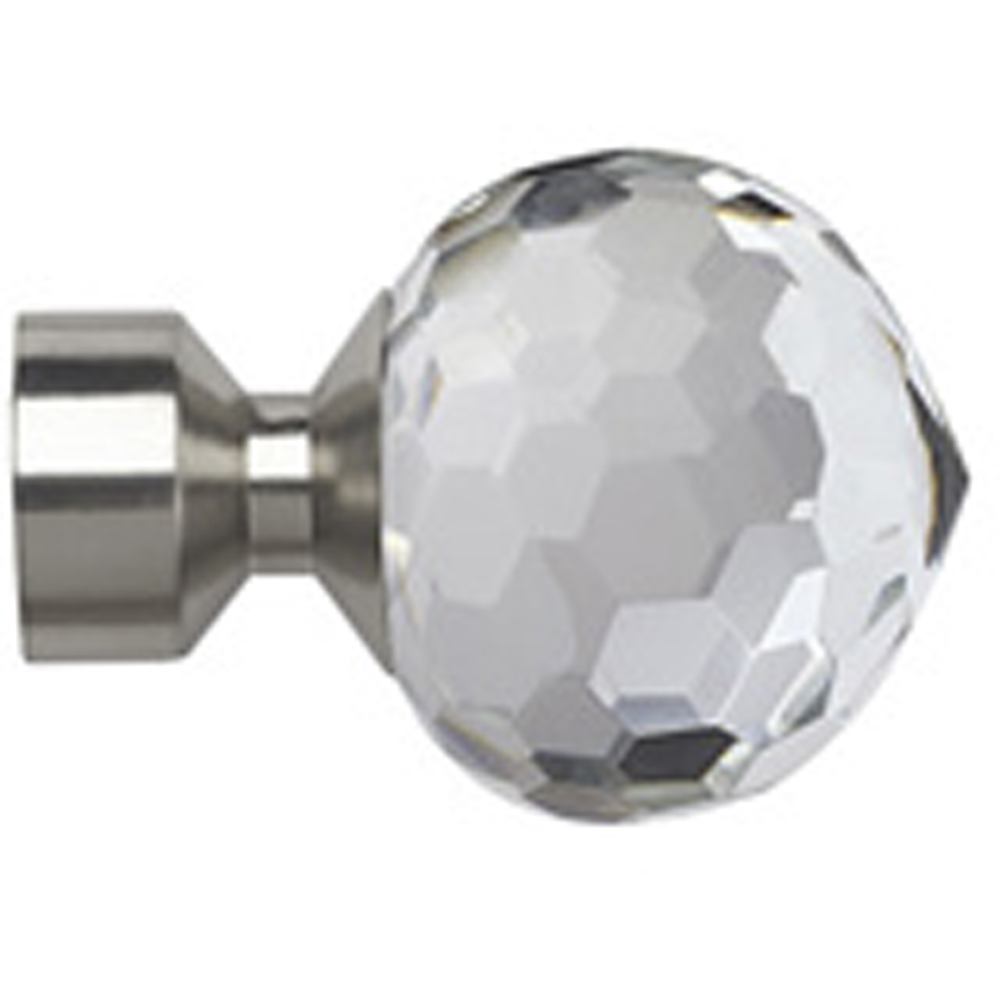 New Edge Blinds 340cm Fixed Length Satin Silver Eyelet Metal Curtain Pole Set with Bella Finial Image 2