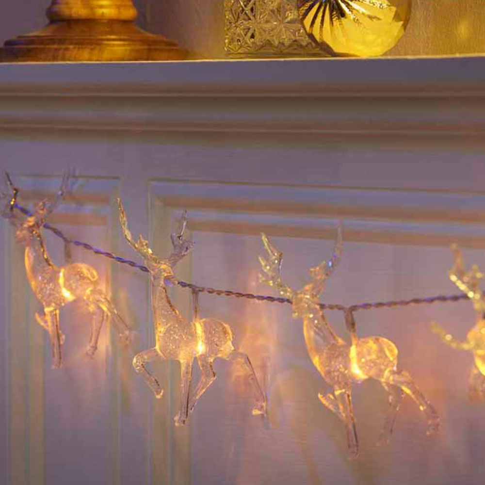 Wilko Battery Operated Clear Sparkle Stags String Lights Wilko