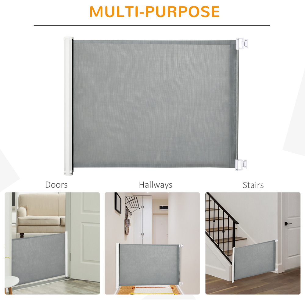 PawHut Grey Retractable Pet Safety Gate Image 4