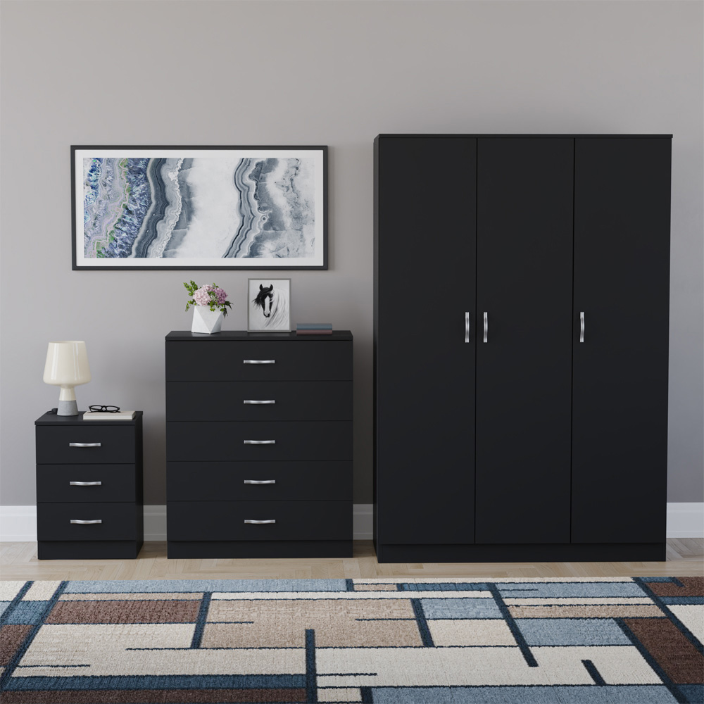 VIDA DESIGNS Riano Black 3 Piece Bedroom Furniture Set Image 2