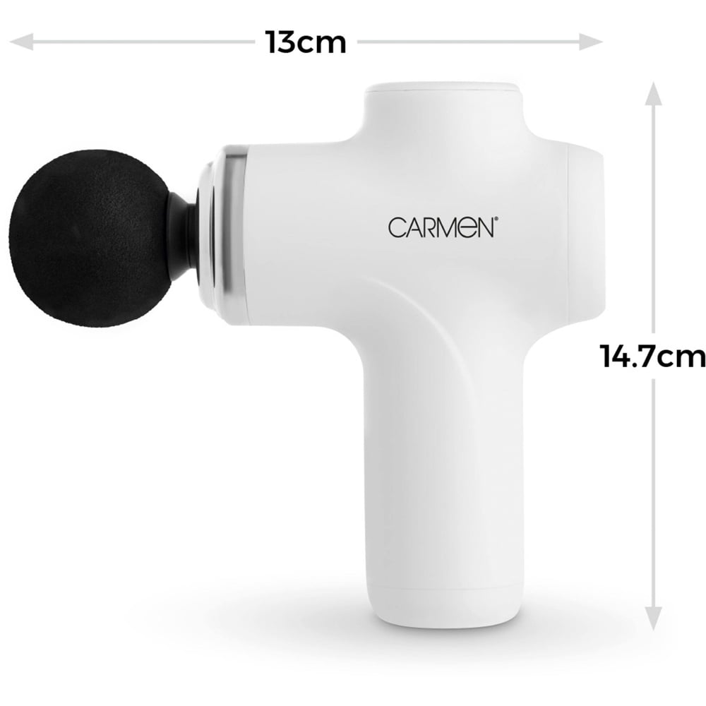 CARMEN White Portable Mini Massage Gun with 4 Massage Heads Image 7