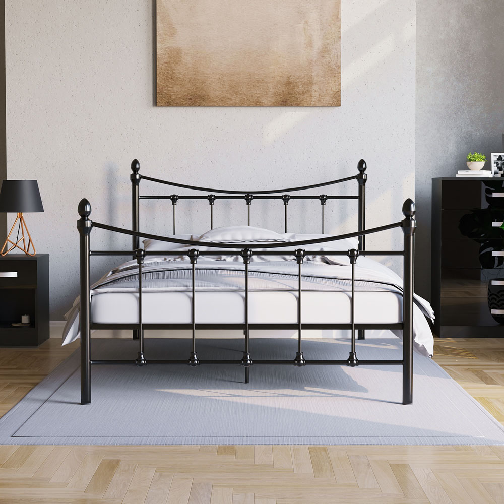 Vida Designs Paris Small Double Black Metal Bed Frame Image 5