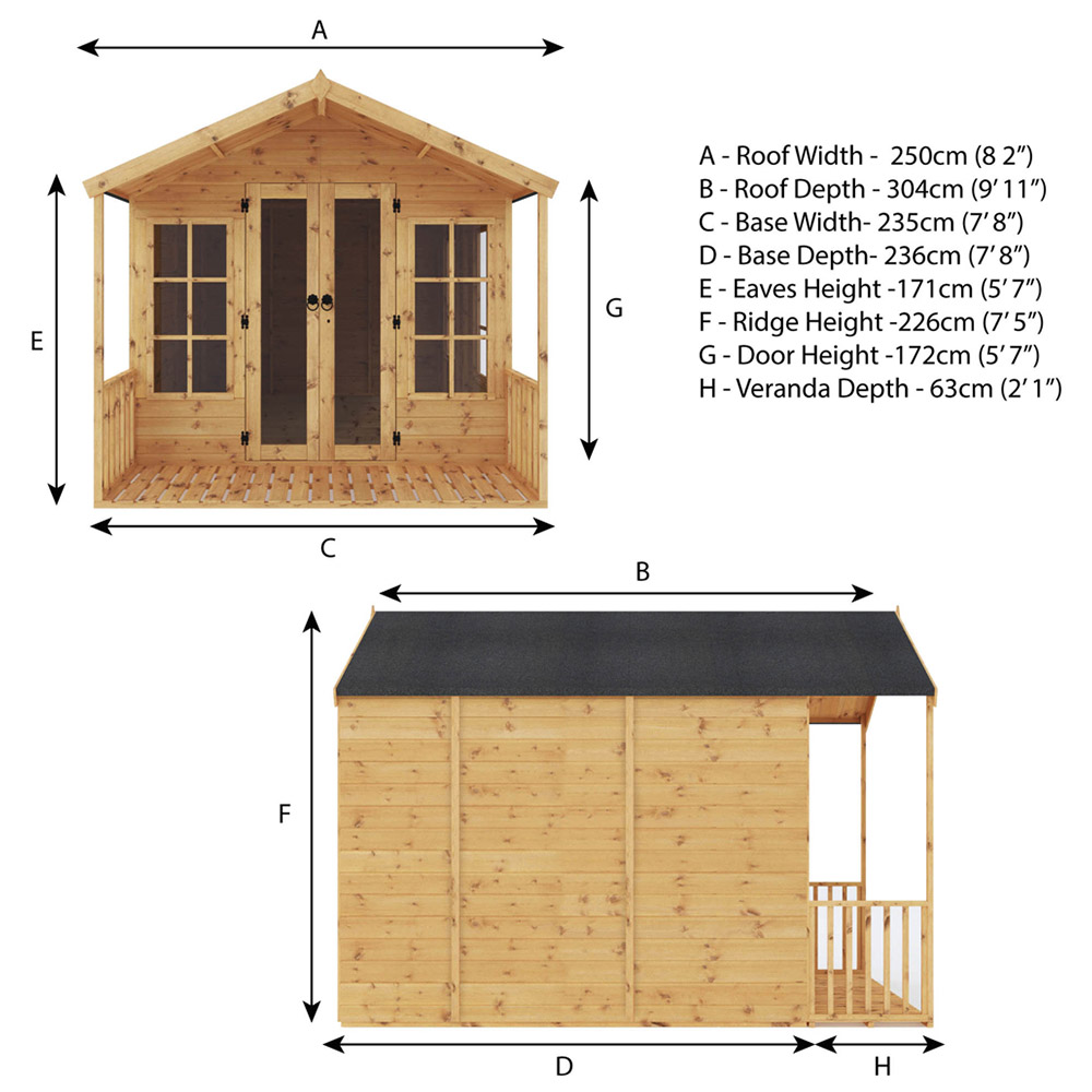 Mercia 10 x 8ft Double Door Premium Traditional Summerhouse Image 7