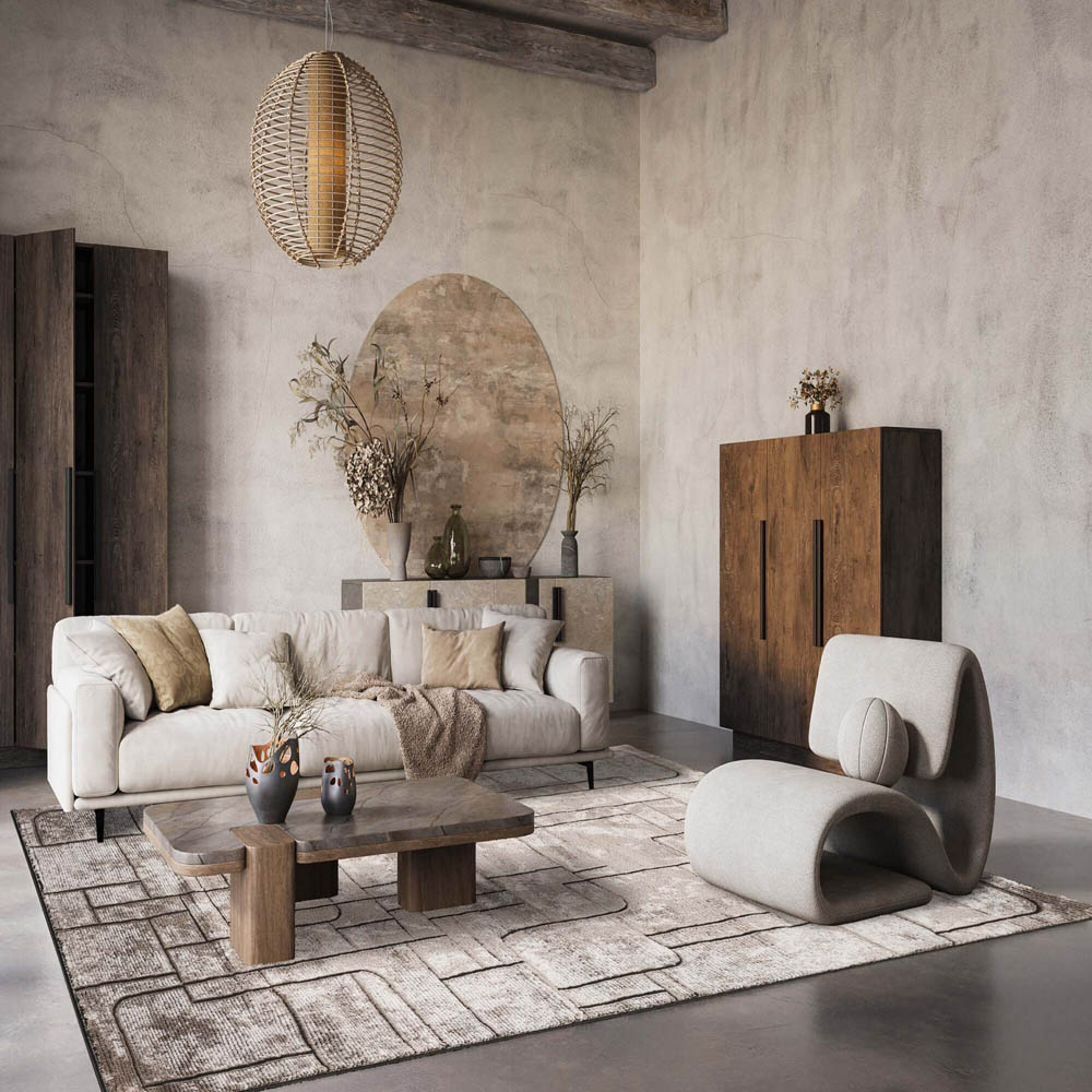 Desire Rugs Belgravia Metallic Sheen Modern Cobble Design Mocha Rug 160 x 230cm Image 2