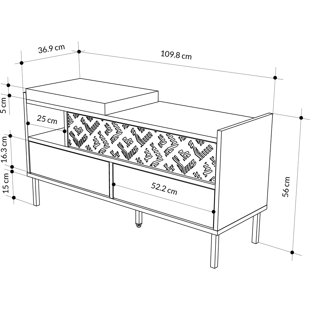 Decortie Heaton 3 Door Single Shelf Oak Modern Shoe Storage Bench Image 7