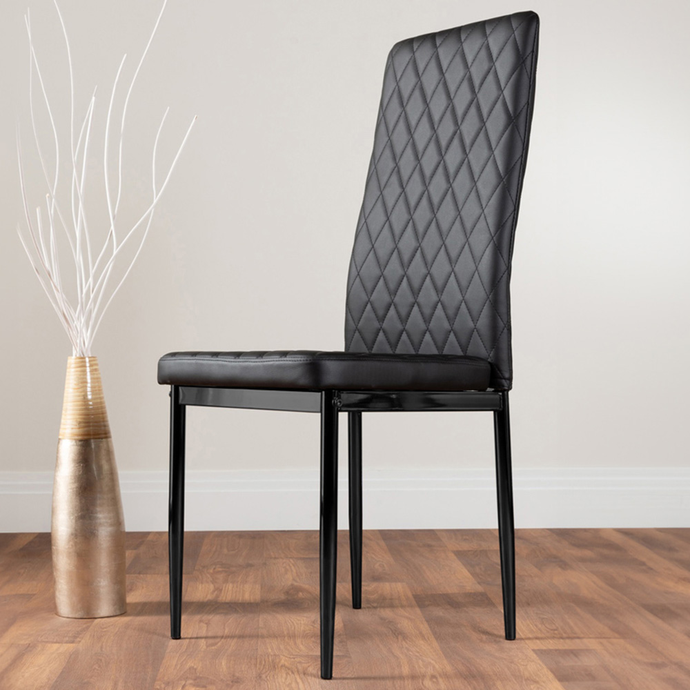 Furniturebox Valera Set of 6 Black Faux Leather Dining Chair Image 1