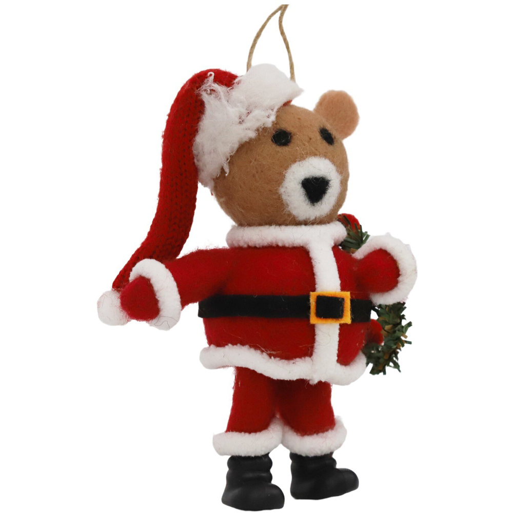 Wool Christmas Bear Hanging Decoration Image 5