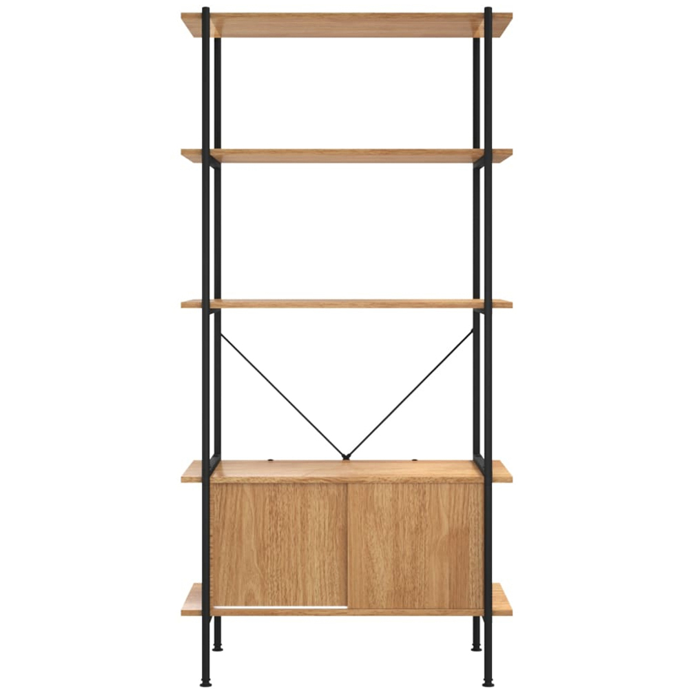 vidaXL 2 Sliding Door 3 Open Shelf Light Brown Steel and Shelving Unit Image 4
