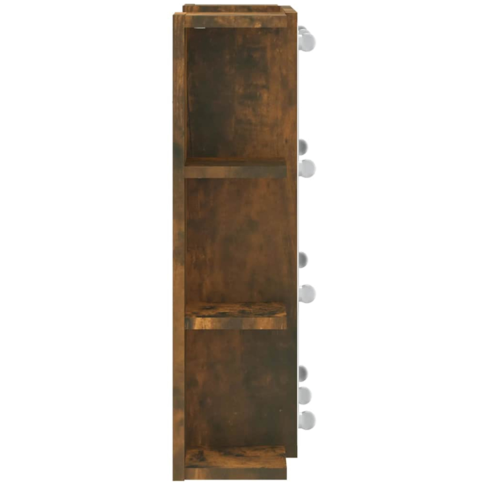 vidaXL Single Door 6 Open Shelf Smoked Oak LED Mirror Bathroom Cabinet Image 5