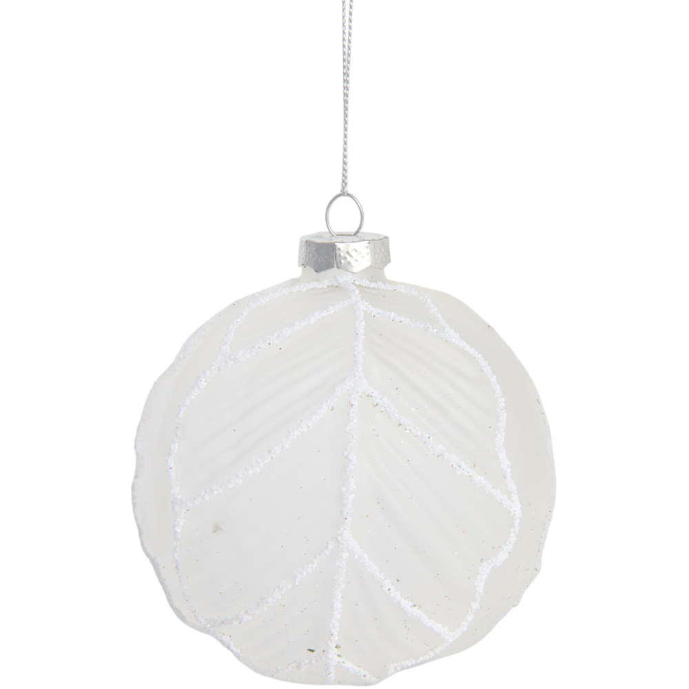 Opaque Leaf Bauble White Image 1