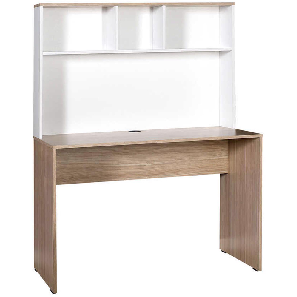 FWStyle 2 Shelf Oak and White Home Study Desk Image 2