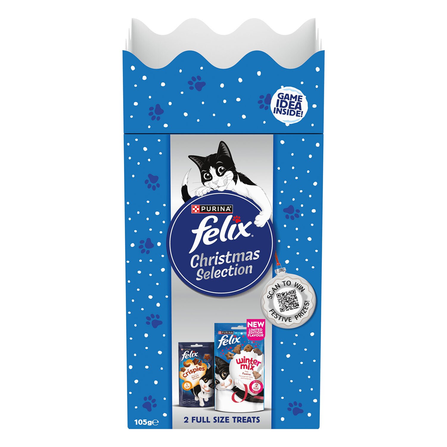 Felix Treats Xmas Cracker Cat Treats 105g - Blue Image