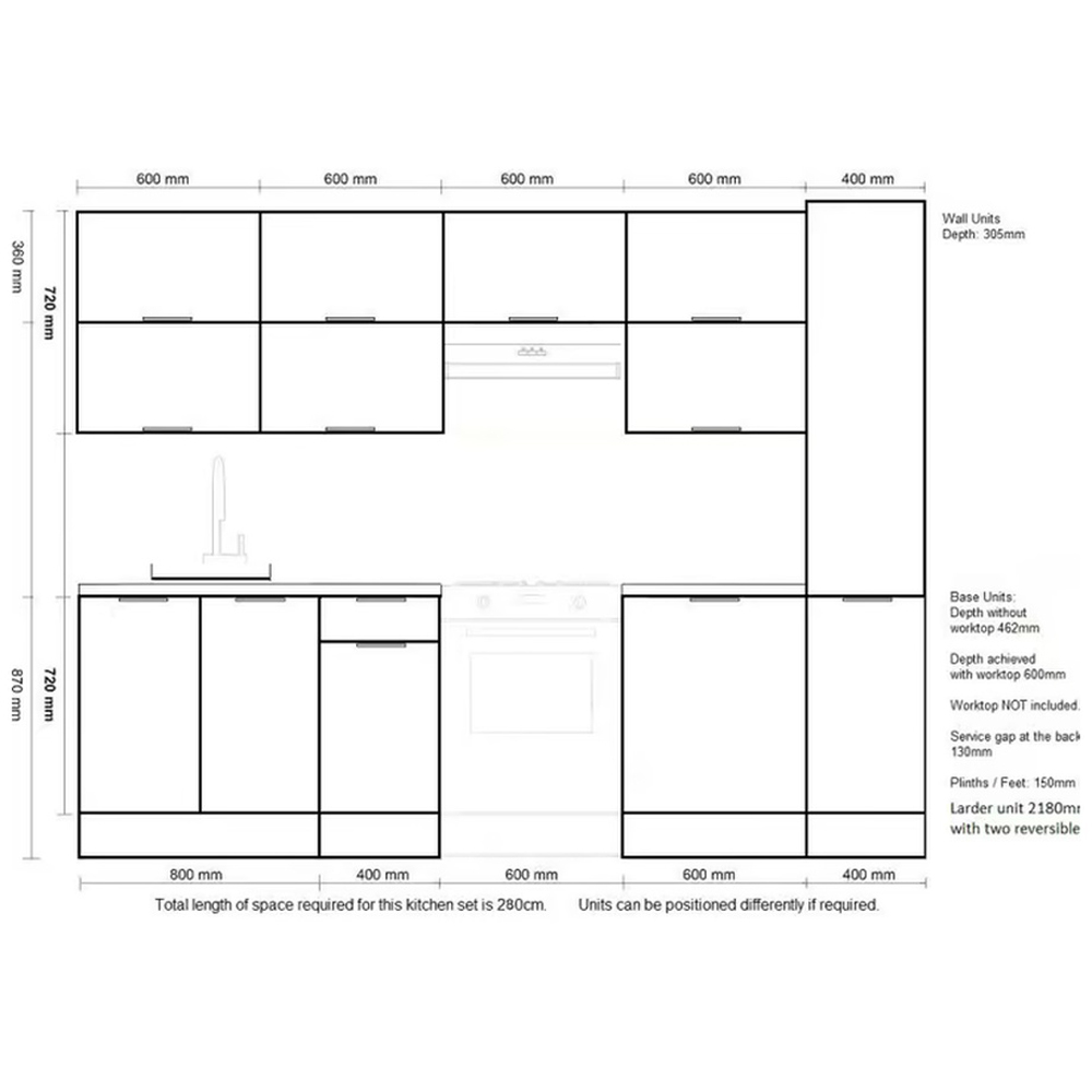 Impact Furniture Star Light Grey Gloss Kitchen Cabinet Set of 11 Image 8