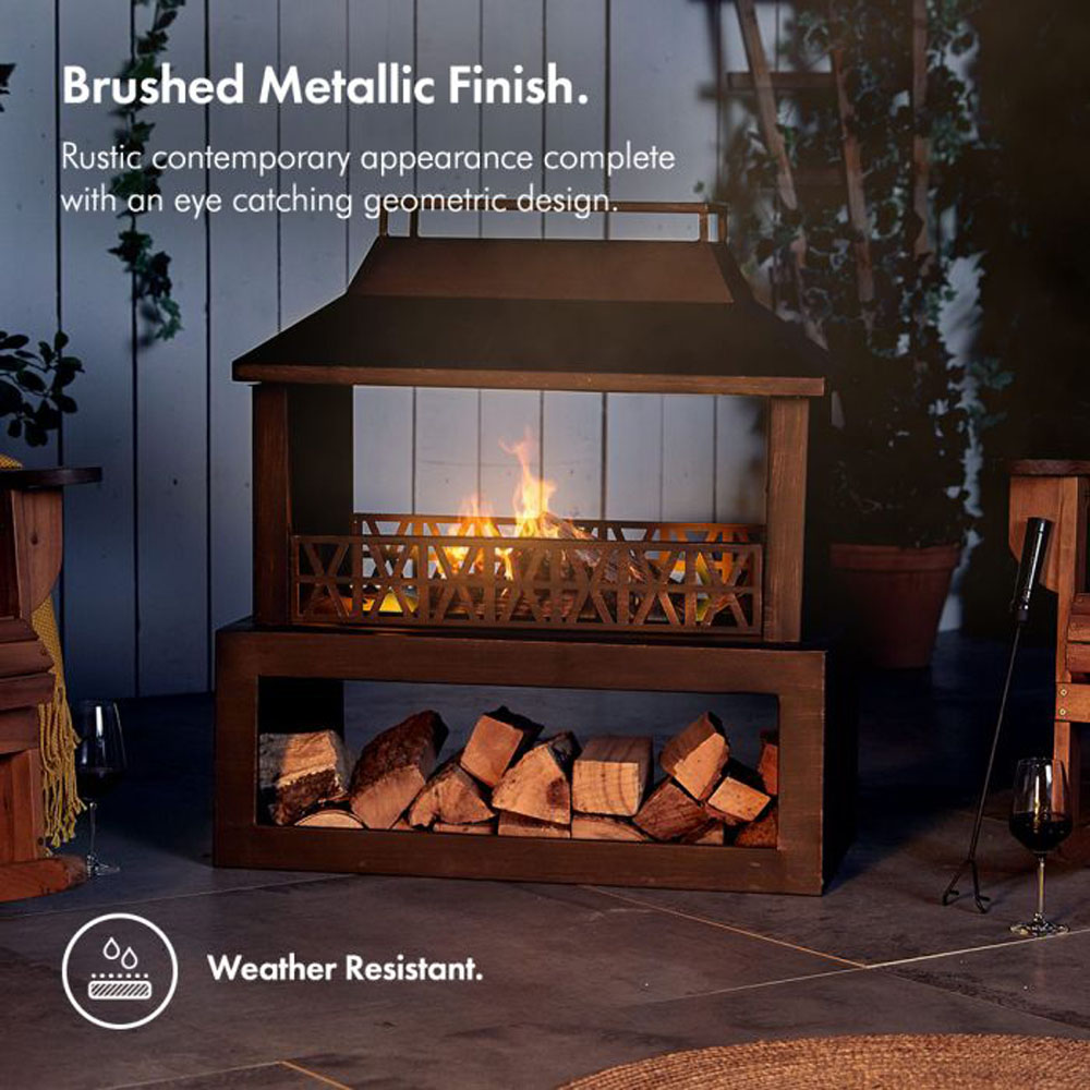 VonHaus Outdoor Fireplace with Fire Poker Image 6