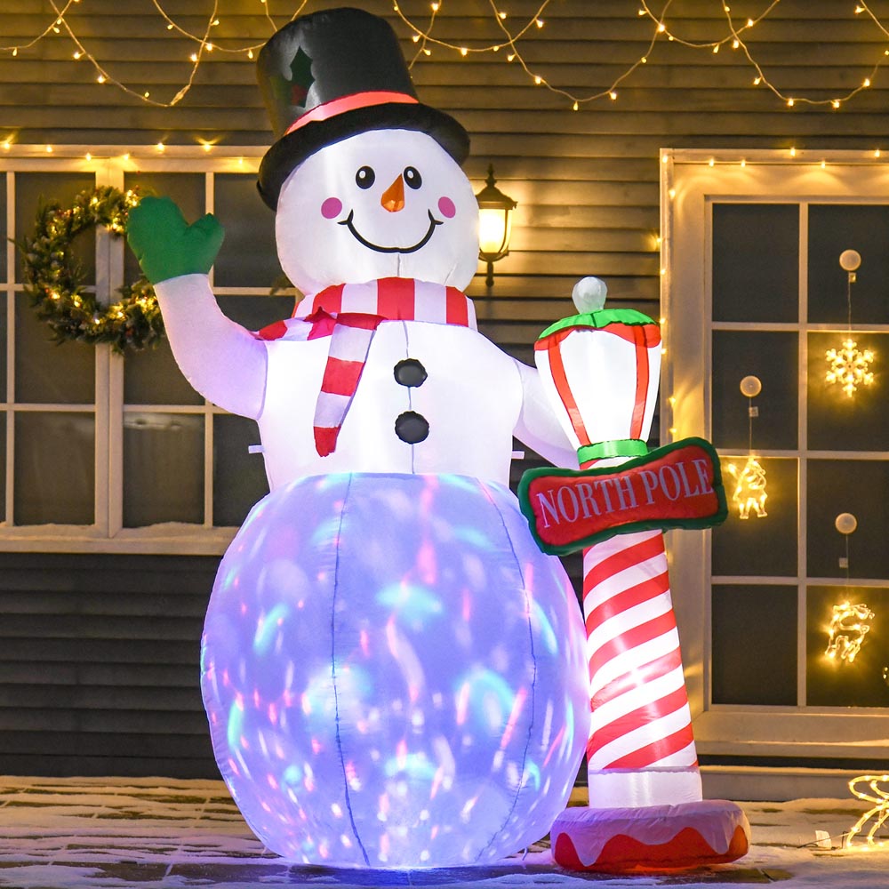 Everglow LED Inflatable Christmas Snowman with Street Lamp Decoration 7.8ft Image
