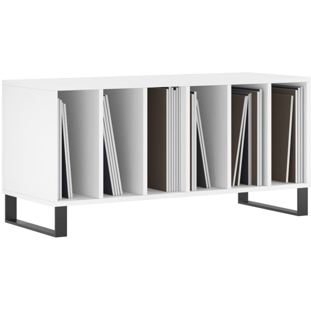vidaXL 6 Shelf White Record Cabinet Image 3