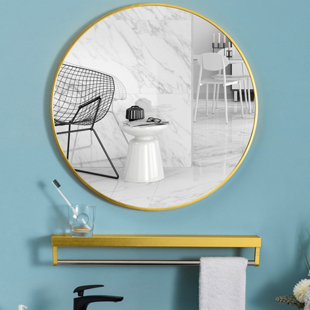 Living and Home Gold Frame Nordic Wall Mounted Bathroom Mirror 60cm Image 2