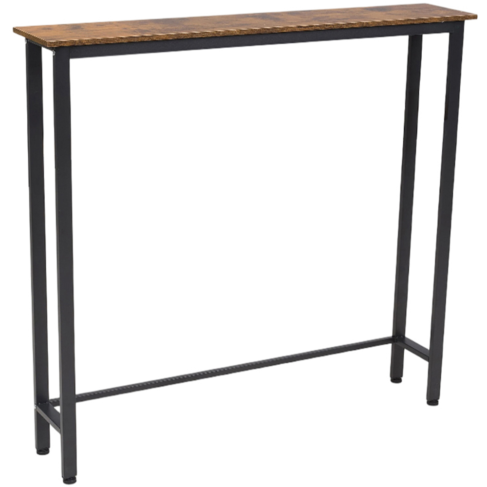 Living and Home Brown Wood Effect Narrow Console Table with Steel Frame Image 2