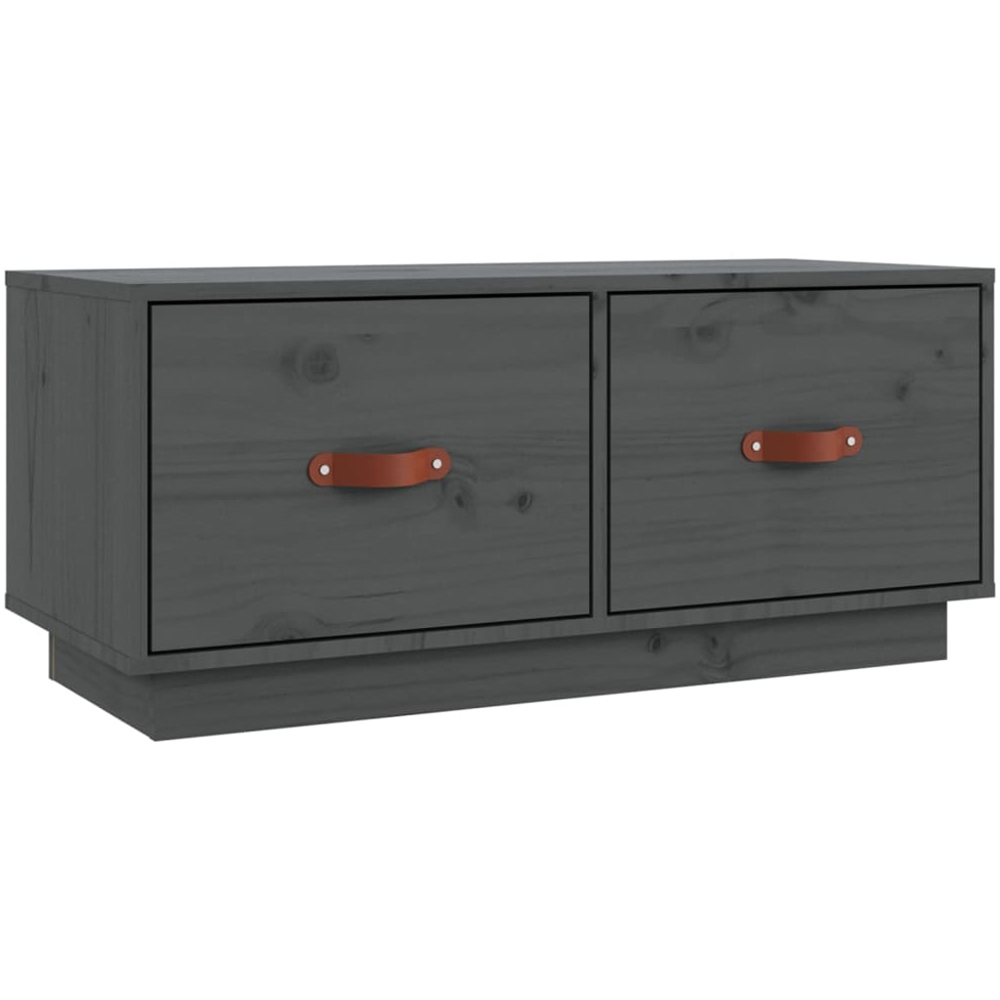 vidaXL 2 Drawer Grey Solid Pine TV Cabinet Image 2