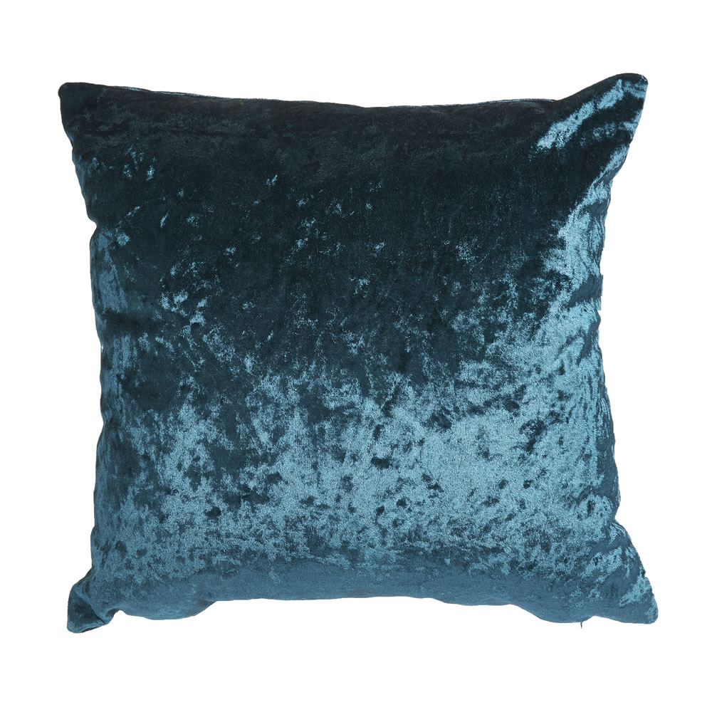 Wilko Green Crushed Velvet Cushion 43 x 43cm Wilko