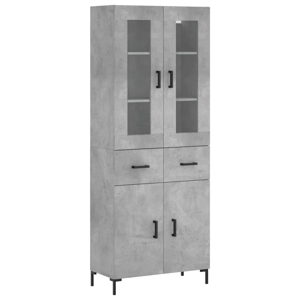 vidaXL 4 Door 2 Drawer Concrete Grey Highboard Image 2