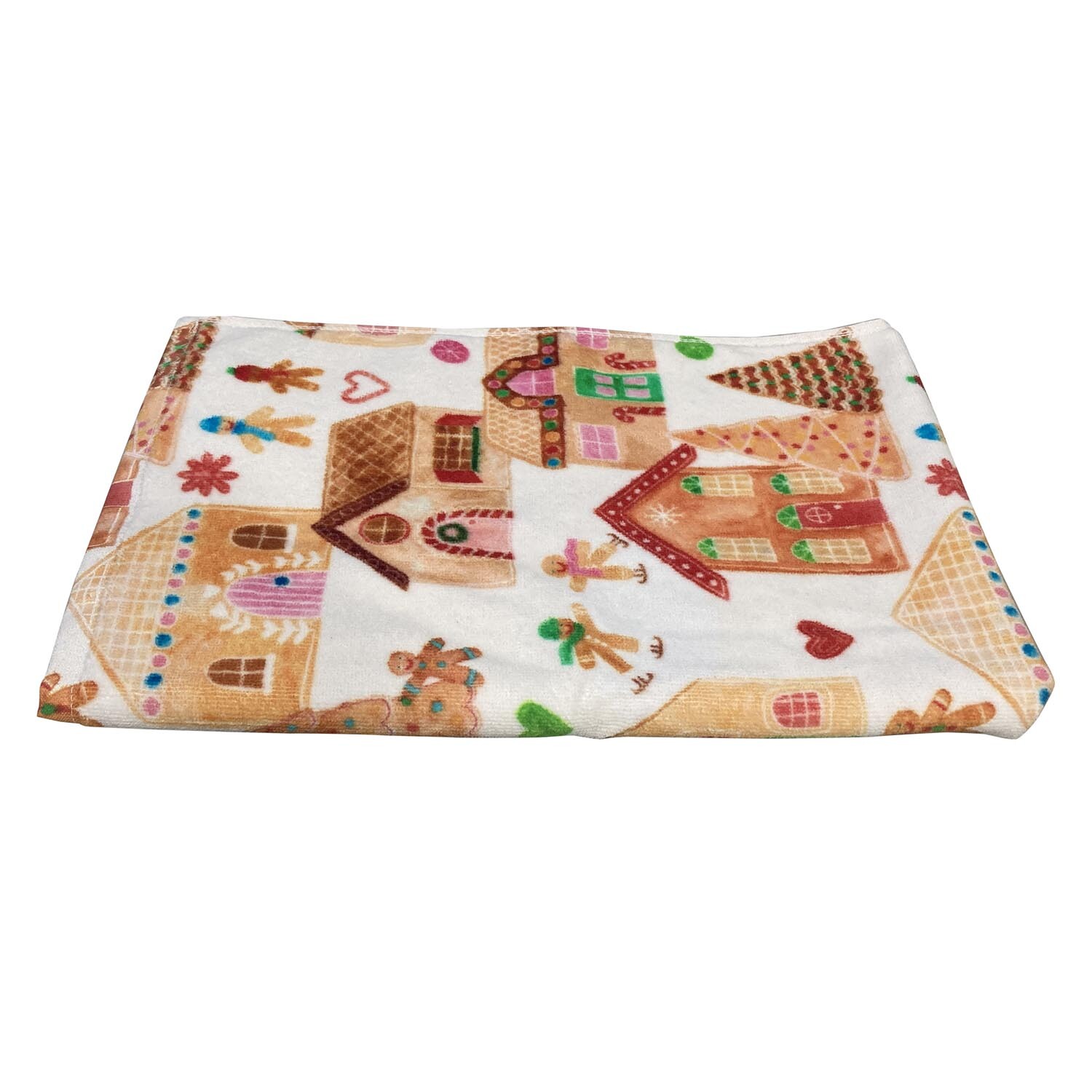 Cotton White Gingerbread Village Hand Towel Image 2